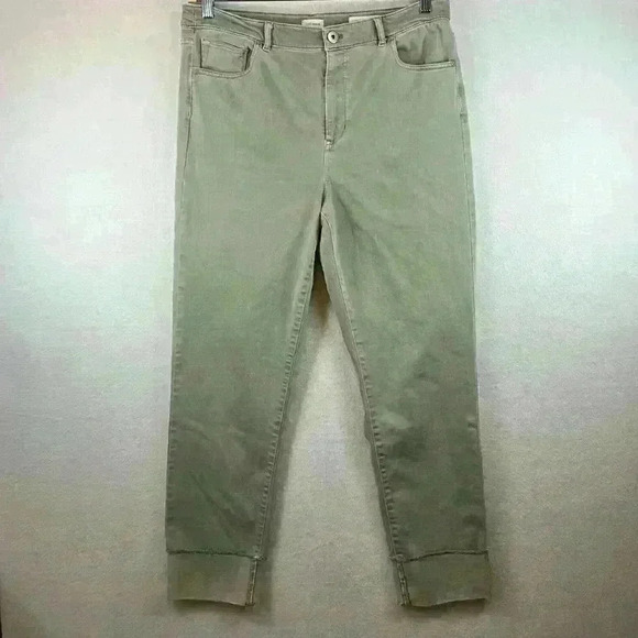J. Jill Pants - J. Jill Jeans Green Women’s Size 14 Tall High-Rise Straight-Leg Cuffed Jeans